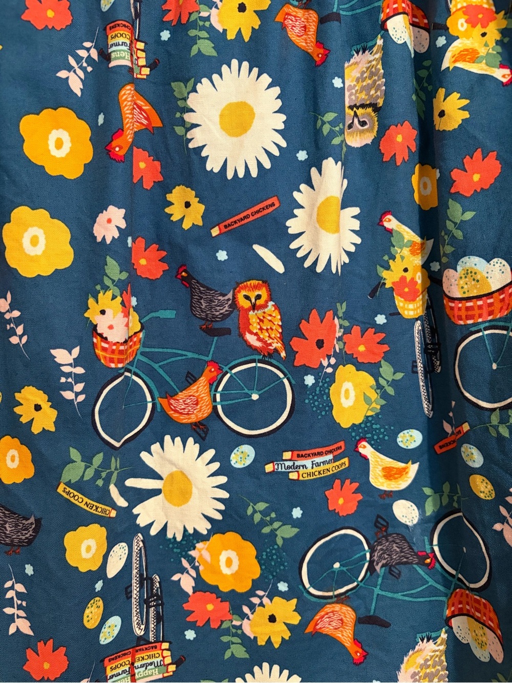 Retrolicious Chicken & Owl Farmgirl Skater Skirt, Partial Elastic Waist, size 2X - Picture 8 of 10
